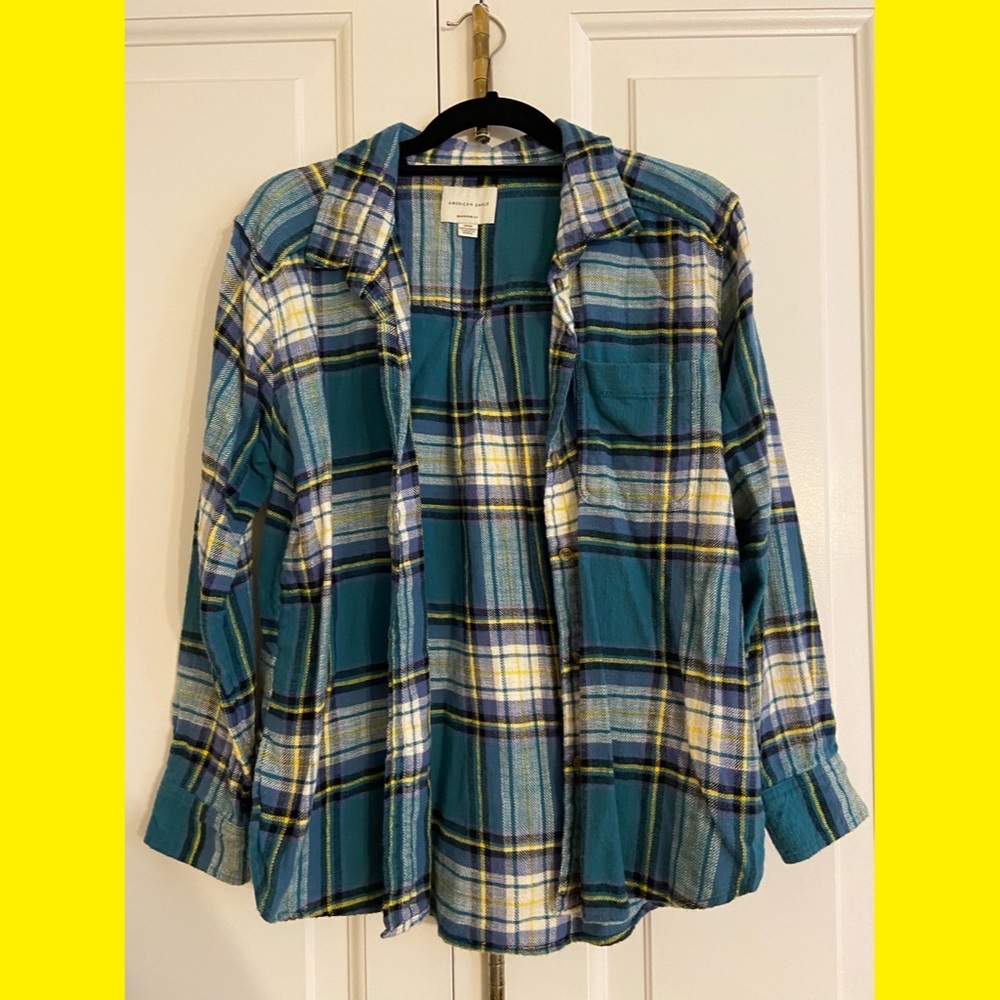 American Eagle Boyfriend Fit Flannel - Blue - Women’s Size Small